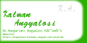 kalman angyalosi business card